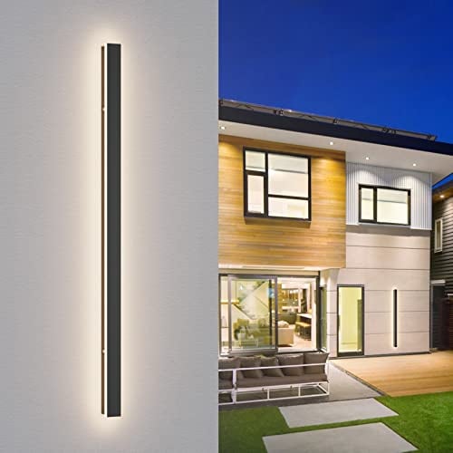 K-Bright 35W Lange Wandleuchte Villa Wandleuchte Schwarze Wandleuchte Wasserdicht Ip65 Außen LED Wandleuchte für Gärten, Terrassen,Schlafzimmer Wohnzimmer Innen wandleuchte, 120CM,4000K
