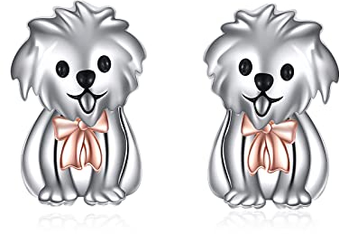 Hunde Ohrringe 925 Sterling Silber Niedliche Malteser Ohrringe Tier Ohrstecker Schmuck Geschenke Für Herren Damen