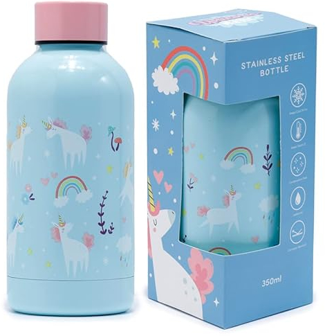 Puckator Botella térmica de acero para niños, 350 ml, unicornio mágico