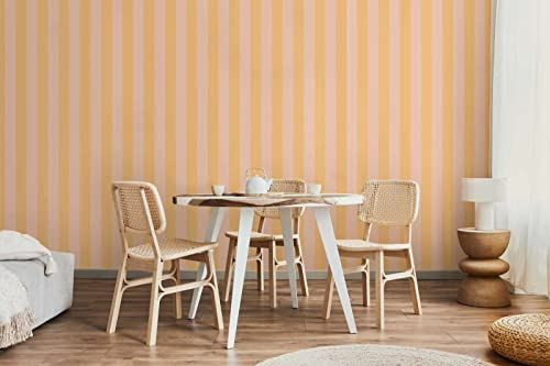 New Walls Vliestapete Streifen orange rosa leicht strukturiert & matt Tapete für Wohnzimmer, Kinderzimmer, Schlafzimmer | 10,05 x 0,53 m