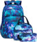 LEDAOU Schulrucksack Junge Teenager Kinder Juvenile Mädchen Daypack Mädchen Freizeitrucksack Backpack(Blau Sternenhimmel)