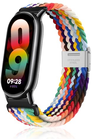 Niboow Armband für Xiaomi Smart Band 10/9 / 8, Herren Damen Elastisch Geflochtene Ersatzarmbänder, Nylon Ersatzband Armband für Xiaomi Mi Band 10/9 / 8 - Bunt