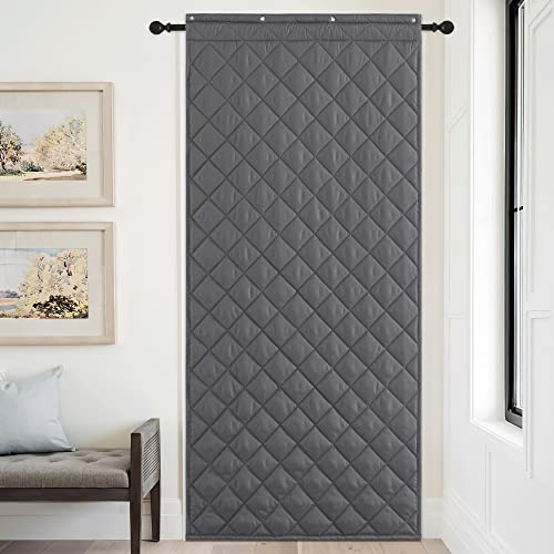 PONY DANCE Türvorhang Kälteschutz 100x200 cm Wärmeschutzvorhang Blickdicht Dicker Themovorhang mit 220g/㎡ Baumwollfüllung Schallschutz Vorhang Wärmeisolierend Zugluftstopper, Grau