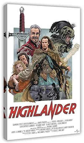 RIKCAT Fantasy-Film-Highlander-Leinwand-Poster, Wandkunst, Dekordruck, Bild, Gemälde für Wohnzimmer, Schlafzimmer, Dekoration, Rahmenstil, 50 x 75 cm
