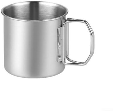 DAZZLEEX Vaso plegable taza camping Taza de acero inoxidable con práctica asa plegable, perfecta para viajes por carretera y camping (600 ml)