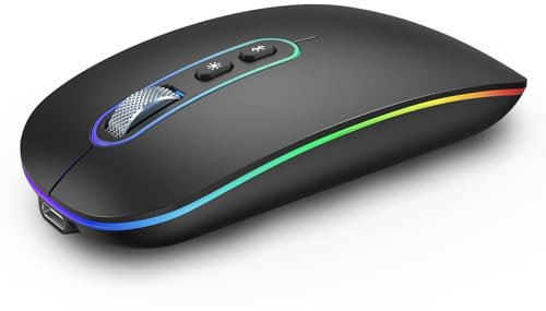 RaceGT Maus Aufladbar Kabellos Bluetooth 5.1 + USB 2,4 GHz LED Mouse Wireless Ergonomic Leise klick 3 Adjustable DPI Level mit EIN Aus Schalter, Tragbare Maus für Laptop PC Notebook Computer