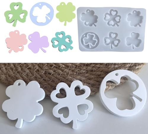 Vierblättriges Kleeblatt Silikonformen, 4 Stück Silikonform kleeblatt Silikonformen Gießformen Ostern Vierblättriges Gipsformen Zum Gießen Silikonform Ostern Gießformen Silikon Frühling