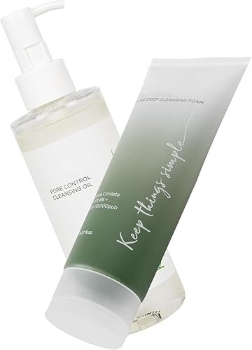 2PCS Cleansing Oil, Cleansing Foam, Korean Facial Cleanser, Pore Control Oil Cleanser, Daily Deep Cleanser for Pores, Makeup Removal & Blackhead Control, Korean Skincare For Women