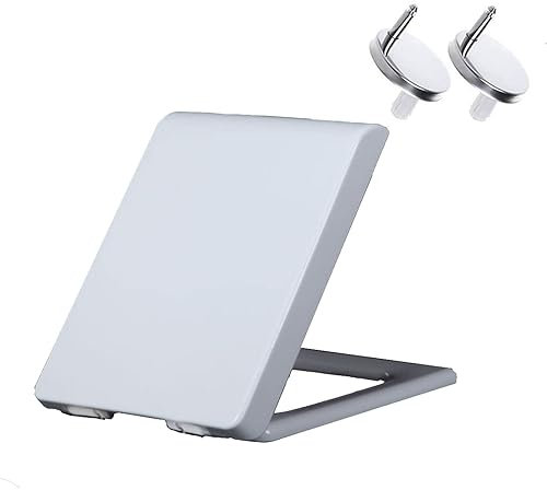 Giural Asiento de Inodoro con Cierre Suave y Lento, Tapa WC Universal, Asiento para Inodoro con Liberación Rápida para una Fácil Limpieza, Tapa de Inodoro Cuadrado Blanco, PP, 35x45cm