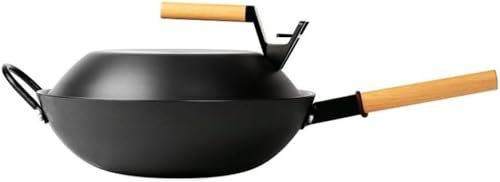 SGKOMN 12 inch Cast Iron Wok - Multifunction Cover