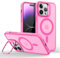 Mixroom – Cover Cavalletto per iPhone 11 Custodia Supporto Stand Invisibile Pieghevole Compatibile con MagSafe Cerchio Magnetico Integrato Fucsia C06