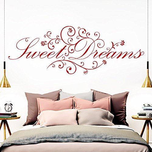 Grandora Wandtattoo Spruch Sweet Dreams I rot (BxH) 110 x 41 cm I Schlafzimmer süße Träume selbstklebend Sticker Aufkleber Wandaufkleber Wandsticker W718