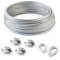 COJUNTO 15m cuerda de alambre galvanizado 8mm hebra: 6x19 + 4 abrazaderas + 2 dedales