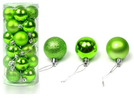Keysui 24 Weihnachtskugeln Box Christbaumschmuck aus Kunststoff Glanzend 6cm Grün