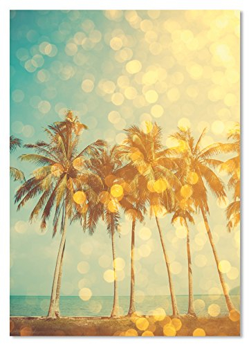 PICSonPAPER Poster Palm Trees ON Tropical Beach, DIN A4, Kunstdruck, Wandbild, Fineartprint (Palmen, Wohnzimmer, Schlafzimmer, Heimbüro)