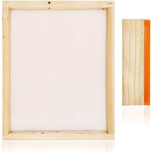 Worown 1pcs 40,6 x 50,8 cm Cadre de Sérigraphie en Bois avec 160 Maille Blanche et 1 PCS 13.7 Pouces Sérigraphie Sérigraphie Sérigraphie