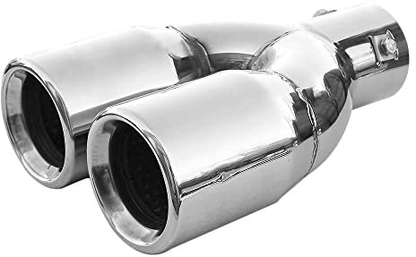 Doppel Auspuffblende Endrohr Endstuck Auspuff Blende Schalldampf Sportauspuff Universell Schalldampf Sport Tuning Optik Edelstahl Rund von 38mm bis 50mm