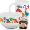 GRAZDesign Kindergeschirr Set Dinosaurier Frühstücksset Kinder personalisiert mit Namen – Müslischale mit Tasse aus Keramik - 3-teiliges Geschirrset - Geschenkset