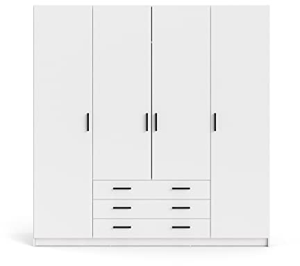 PKline Spell Kleiderschrank B183cm 4 Türen 3 Schubladen weiß Schlafzimmer Schrank
