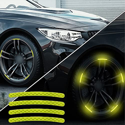 Auto-Felgen-Aufkleber,Auto Motorrad Fahrrad Nacht reflektierende Sicherheitsdekoration Streifen,universelle reflektierende Aufkleber für Radnaben(20 Stück Grün)