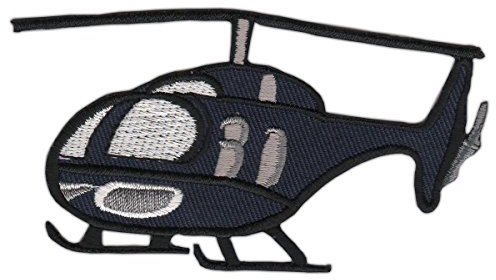 Hubschrauber Grau Helicopter Heli Aufnäher zum aufbügeln oder aufnähen Bügelbild Aufbügler für Kleidung gestickter Bügelpatch Applikation Patch Größe 9,4 x 5,0 cm