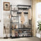 YITAHOME Coat Rack Stand with Shoe Storage, Floorstanding Hall Tree with Bench Industrial Coat Rack with 9 Hooks and 5 Shelves Clothes Rail for Bedroom Living Room Hallway Entryway, Black