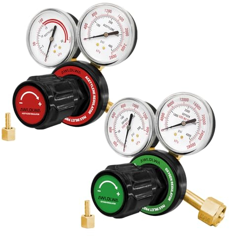 AWLOLWA Régulateurs d'oxygène et d'acétylène G250 – Compatible avec chalumeau à gaz de soudage moyen – CGA540 et CGA510