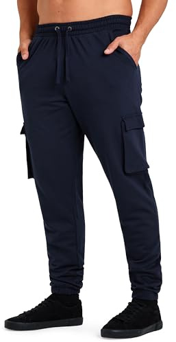 CityComfort Herren Jogginghose lang mit 4 Taschen, Jogging Cargohose, Freizeithose – Geschenke für Männer (Navy Blau, L)