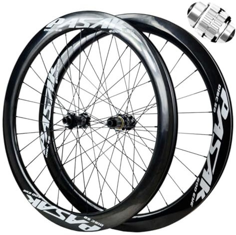 ZECHAO 700C Carbonfaser Rennrad Radsatz,Scheibenbremse Vorne 2 Hinten 4 Lager Steckachse 15X100/12X142mm 28 Loch Scheibenbremse mit Mittlerer Verriegelung 7-12 Gänge Wheelset(Black-MS)