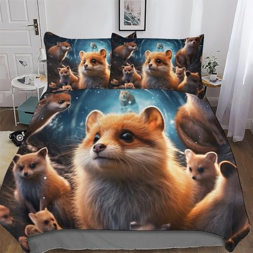 AAPZY Tier Chipmunks Bettwäsche Premium Atmungsaktive Angenehme Bettbezüge, Mikrofaser Bettdeckenbezug, Für Jungen Mädchen 2teilig Bettbezug + Kissenbezug Single (135x200cm)