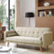 ZANOFIRA 3 Seater Sofa Bed with Detachable Armrests Click Clack Sofa Bed with Fireproof Sponge, Breathable Linen Guest Bed for Living Room, Apartment, Bedroom, Home Office, Cream White