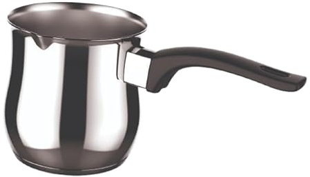 Lattiera manico lungo Tazze 6, Linea Dolcevita, 550 ml, Acciaio Inox 18/10, Manico Antiscotto, ad Induzione* (Base Ø85 mm, Verificare il diametro minimo del proprio fornello) - Officine Prandelli
