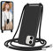 Woijrly Handyband für iPhone 12/iPhone 12 Pro Hülle mit Band, Weiche TPU Silikon Necklace Handyhülle mit Abnehmbar Kordel, Verstellbar, Stossfest Handy Schutzhülle für iPhone 12 Pro, Schwarz