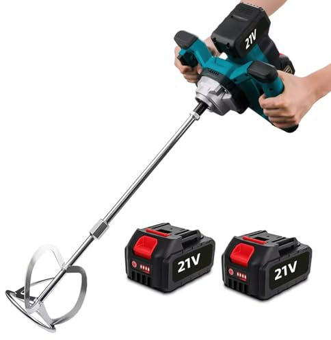 Mélangeur à mortier sans fil 24 V - Mélangeur de peinture sans fil avec support M14 - 1700 W - 780 tr/min - 6 niveaux réglables - Mélangeur industriel pour matériaux de construction en poudre (2