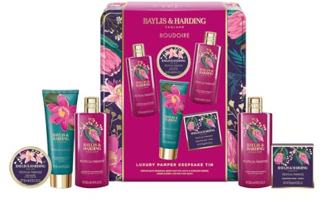 Baylis & Harding Boudoire Luxury Pamper Tin Gift Set 1 Pack | Tropical Paradise, Vegan Friendly