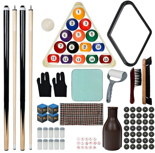 HMQQ 93-Piece Pool Table Accessories Set with Cues, Balls and Nano Chalk
