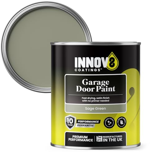 INNOV8 COATINGS Garage Door Paint, Sage Green, 750 ml | DIY, No Primer or Top Coat, Satin Finish, Fast Dry, Metal uPVC Wood