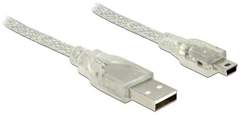 Delock USB-Kabel USB 2.0 USB-A Stecker, USB-Mini-B Stecker 3.00m Transparent mit Ferritkern 83908