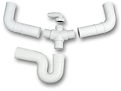 Plastisan – Siphon souple double Complément Prise Machine à laver ø 35 Blanc
