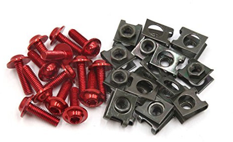 sourcingmap 16Pcs Vis Six Pans Creux 6mm Diamètre filetage Boulons hexagonaux Clip Rivet Moto Métal Rouge
