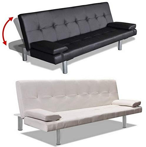 Bagno Italia Sofa Schlafsofa weiß oder schwarz 167 cm für Wohnzimmer, modernes Kunstleder, Modell Jenny I