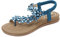Zoerea Sandali Piatti da Donna da Estate Strass Fiore Bohemia Flip Flop Spiaggia Estivi Scarpe Casual Open Toe Tacco Piatto Stile 2 Blu,41 EU