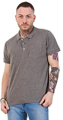 Apparel Mens Cotton T-Shirts Regular fit Plain Polo Pocket Casual Formal Shirt Top M-XXL Grey