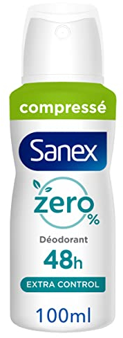 Sanex Deodorant Spray Zero% (0%) – Deodorant für Damen und Herren – Wirksamkeit 48 Stunden – ohne Alkohol, ohne Farbstoffe – komprimiertes Format 100 ml