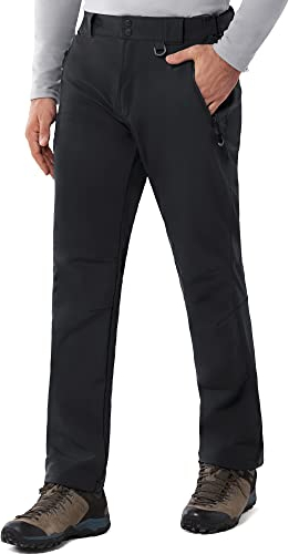 33,000ft Outdoorhose Herren Softshellhose Wasserdicht Winddicht Skihose Warm Fleece Gefüttert Herrenhose Winter Trekkinghose Wanderhose Schwarz S/32W/32L