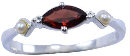 Meadows 925 Sterling Silber Granat, Perle Edelstein Ringgröße 7.5 US Ring Schmuck