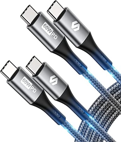 Silkland USBC to USBC Cable 2Pack 1M, 60W USB C to USB C Cable Fast Charging Nylon Braided for iPhone 16/Plus/Pro/Pro Max, Samsung S24 S23 Ultra/S24 S23/A15 A14 A54, Pixel 8, iPad Pro, MacBook Pro