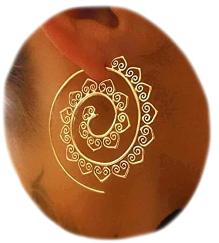 Yheakne Bohemia Mandala Spiral Gold Vortex Gear Ohrringe - Übertrieben Creolen, Große Kreisförmige Wirbel, Indische Tribal Schmuck für Frauen und Mädchen