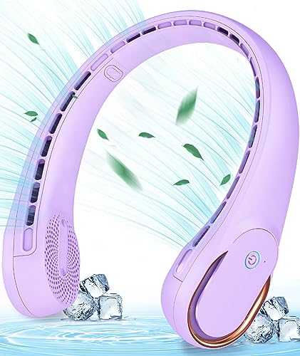 KIDEE Neck Fan, Bladeless Neck Fans Portable Rechargeable, Upgrade 360° Airflow, 3 Speeds, Headphone Design, 4000mAh Battery Operated Personal Wearable Fan Hands Free for Travel Indoor Outdoor