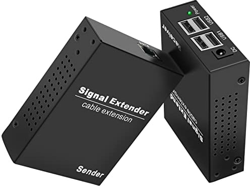 USB 2.0 Extender Over Cat6/Cat6e/Cat7 Ethernet – Up to 492 ft (150 m), 4-Port USB Hub, Plug & Play, No Driver, Supports Gigabit LAN, Compatible with Most USB Devices